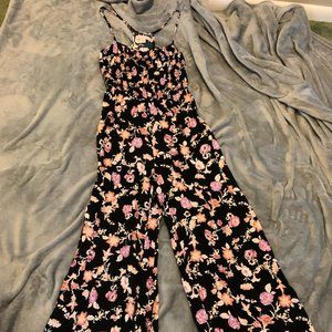 Black and Pink Floral Pantsuit